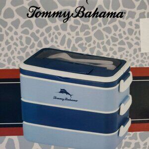 NIB Tommy Bahama Bento Box/Lunch Box w/Handle, 3 Tier, Leak-proof, Plastic